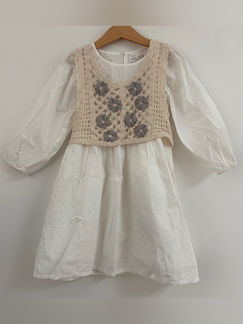 Zara Girl Cotton Dress with Crochet Vest